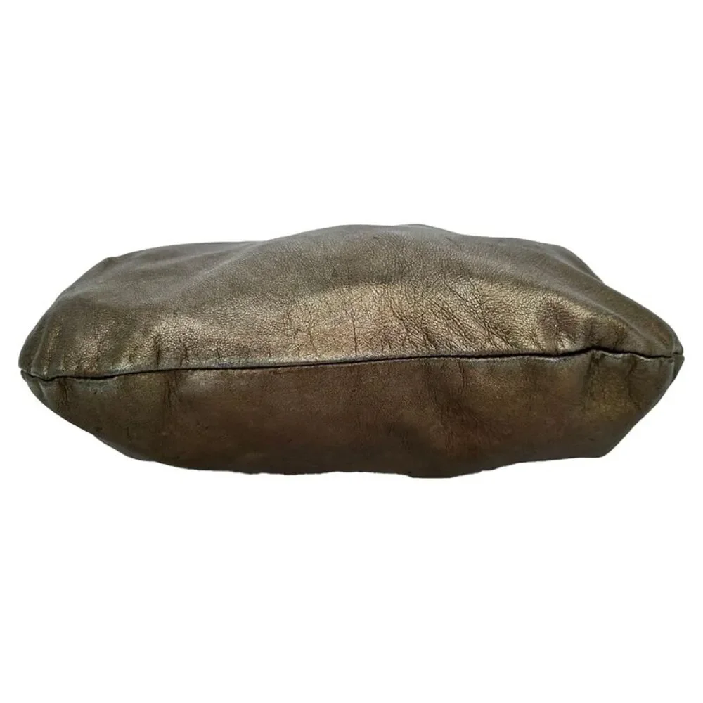 Marni Vintage Evening Clutch Bag in Metallic Gold Leather